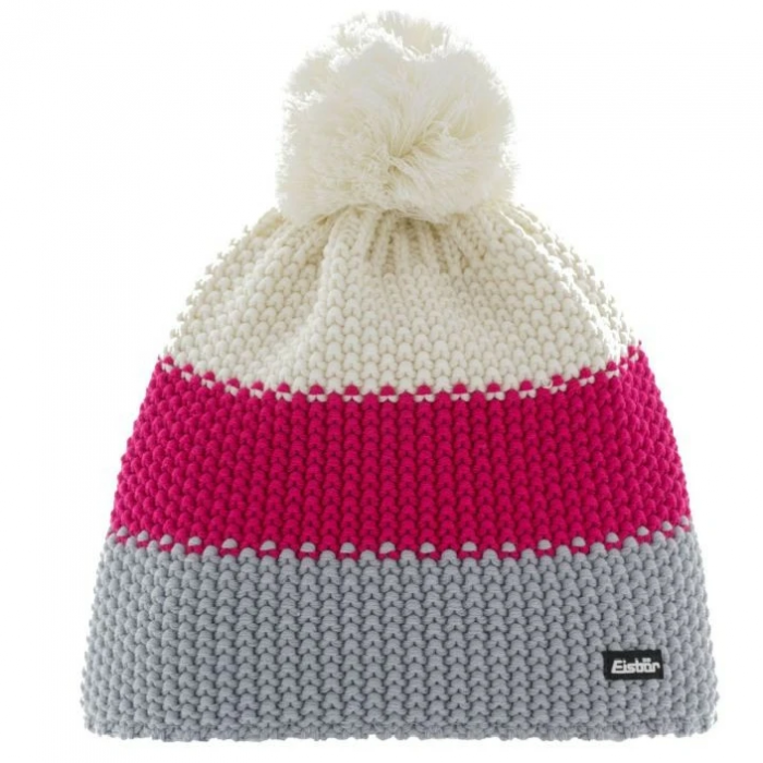 Eisbär Star Pompon MÜ RL Beanie white/pink/grey 106
